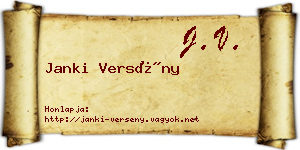 Janki Versény névjegykártya